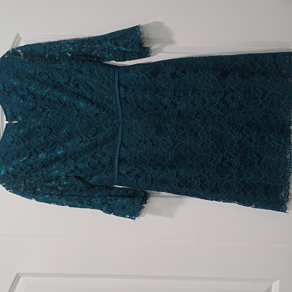 Draper James Teal Lace Bell Sleeve Dress - Picture 5 of 5